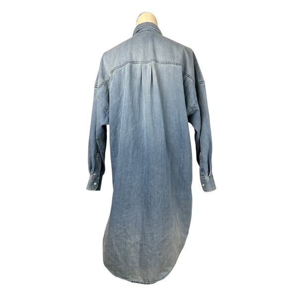 Gucci NWT SS 19 Bleached Oversized Denim Midi Dress w/ Cat Broach 38 M - Picture 3 of 9